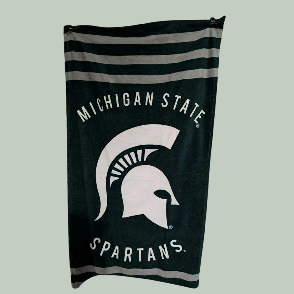 Michigan State Spartans Beach Towel Green White Spartan Helmet Logo NCAA